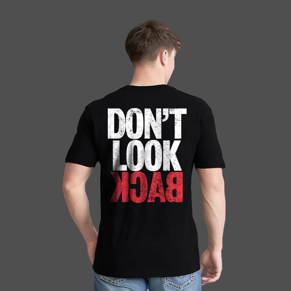 Don't Look Back Front Puff Print Regular Fit Black T-Shirt