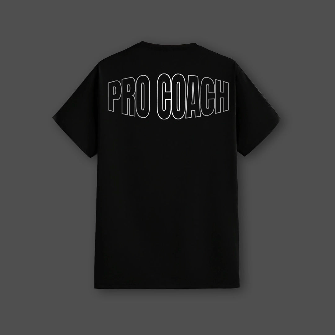 Vlack Regular Fit Black Streetwear T-Shirt with Bold 'Pro Coach' Logo on Back