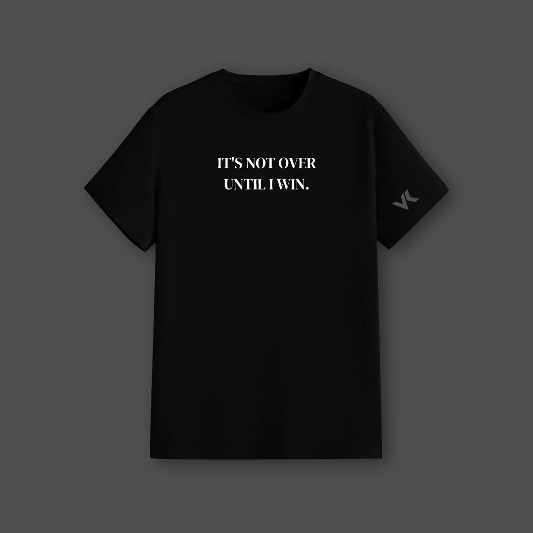 Vlack Regular Fit Black Streetwear T-Shirt for Men with 'It's Not Over Until I Win' Print