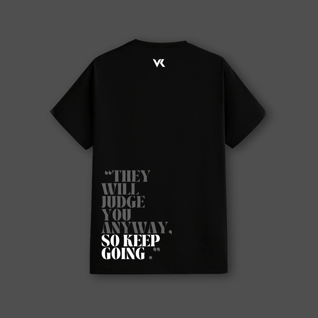 Vlack Regular Fit Black Streetwear T-Shirt for Men with Unique Quote Design