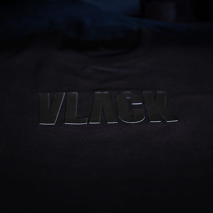 Vlack black skull graphic t-shirt with bold black logo print in regular fit style