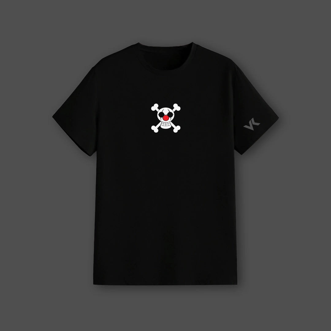 Vlack Regular Fit Buggy the Clown black t-shirt featuring a skull and crossbones design