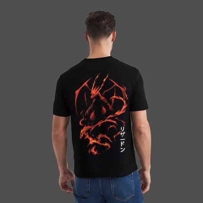 Charizard black t-shirt featuring a vibrant graphic print on the back for fans of the iconic character