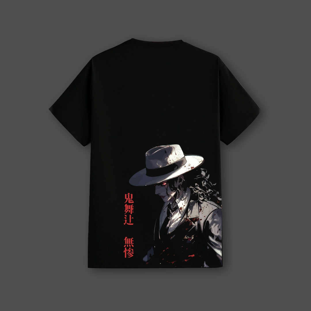 Demon King of Darkness black t-shirt featuring a sinister character design and bold red accents