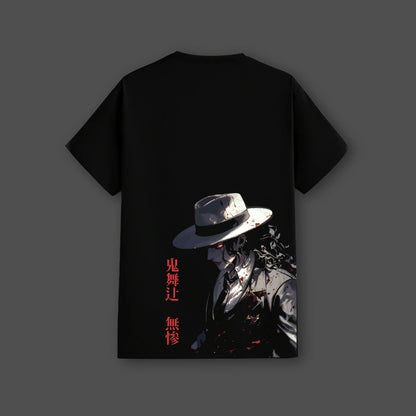 Demon King of Darkness black t-shirt featuring a sinister character design and bold red accents
