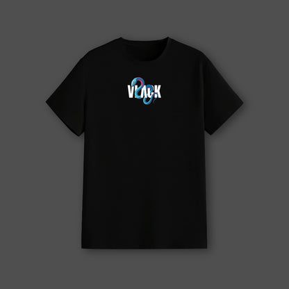 Vlack regular fit short sleeve crew neck Iguro Obanai black t-shirt with small chest logo featuring coiled snake