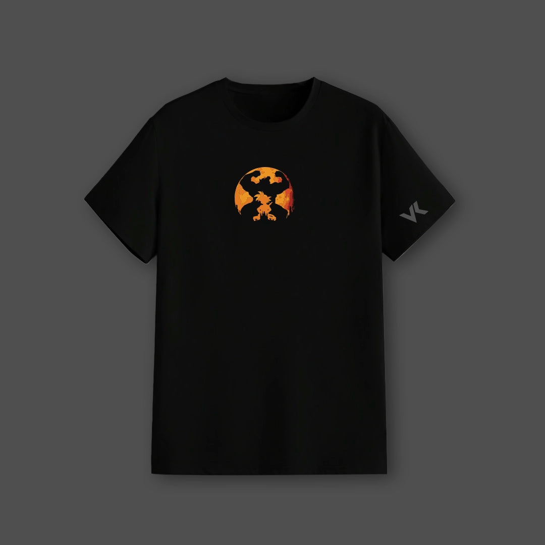 Black t-shirt featuring Dragon Soul Goku black design for anime fans
