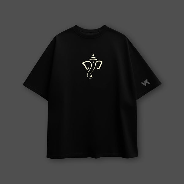 Shree Ganesh Ji Oversized Fit Black T-Shirt - 2