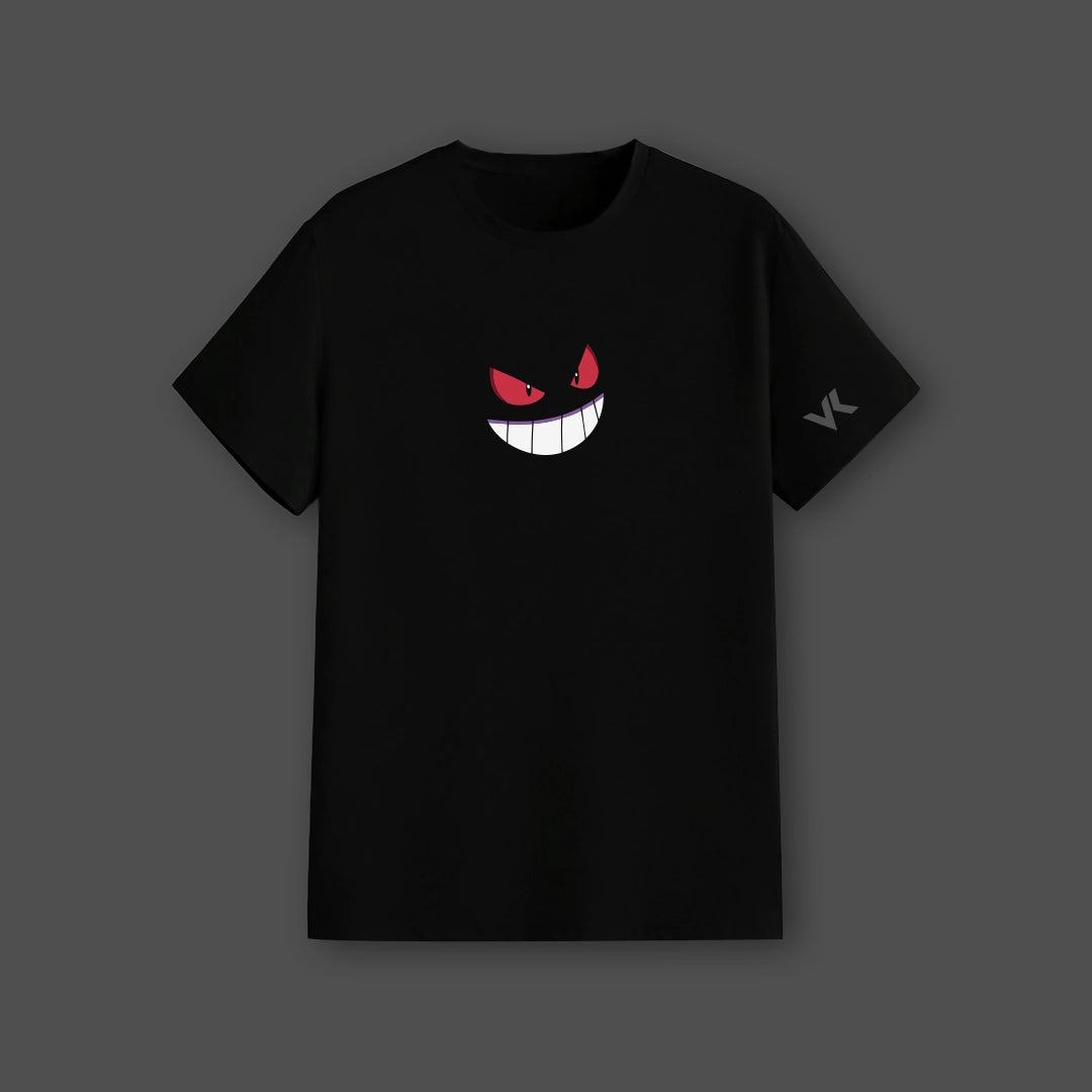 Gengar black streetwear t-shirt featuring a bold graphic design on the front