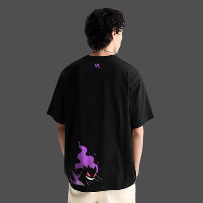 Gengar oversized black t-shirt featuring a colorful design on the back for stylish comfort