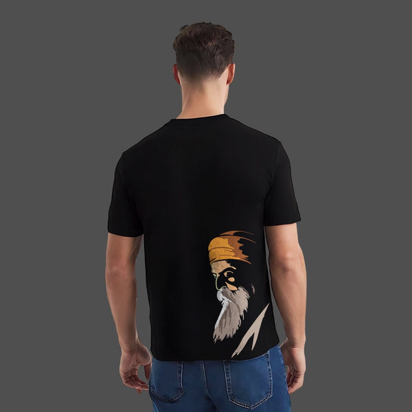Guru Nanak Dev Ji Regular Fit Black T-Shirt
