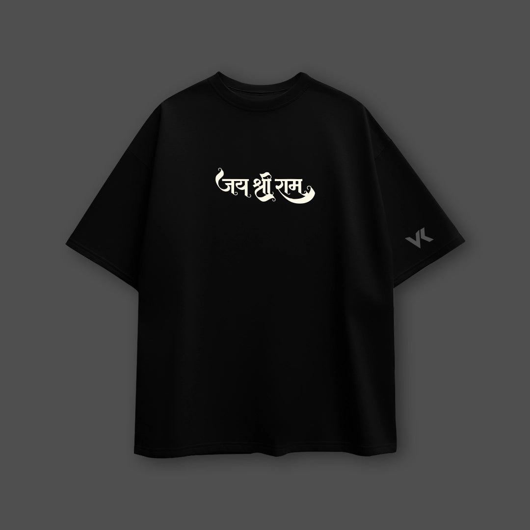 Hanuman oversized black t-shirt featuring a stylish design with unique lettering