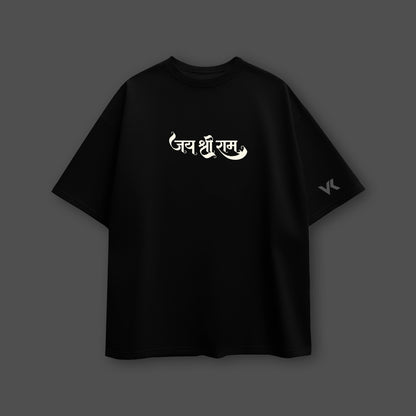 Hanuman oversized black t-shirt featuring a stylish design with unique lettering