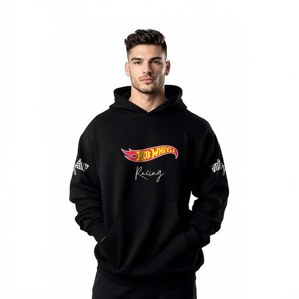 Vlack Hotwheels Racing Black Oversized Hoodie