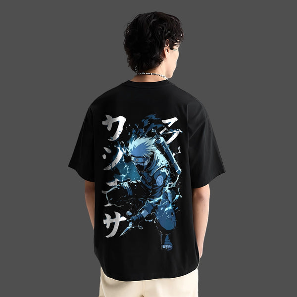 Lightning Shadow Kakashi – Oversized Fit Black T-Shirt