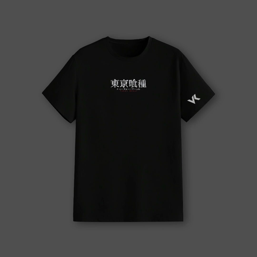 Vlack Kaneki black t-shirt featuring stylish graphic design and comfortable fit