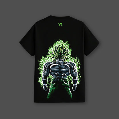 Legendary Saiyan Broly black t-shirt featuring a vibrant graphic design on the back