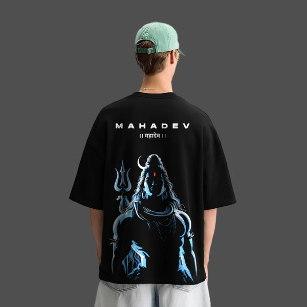 Mahadev Ji Silhouette Oversized Fit Black T-Shirt
