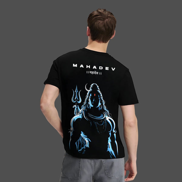 Mahadev Ji Silhouette Regular Fit Black T-Shirt