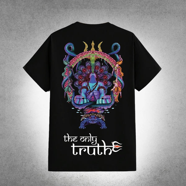 Mahadev Print Tshirt Black Regular Fir Tshirt No Shrink No Fade Soft Black Tshirt Shiva Print Black Tshirt with colorful graphic and text