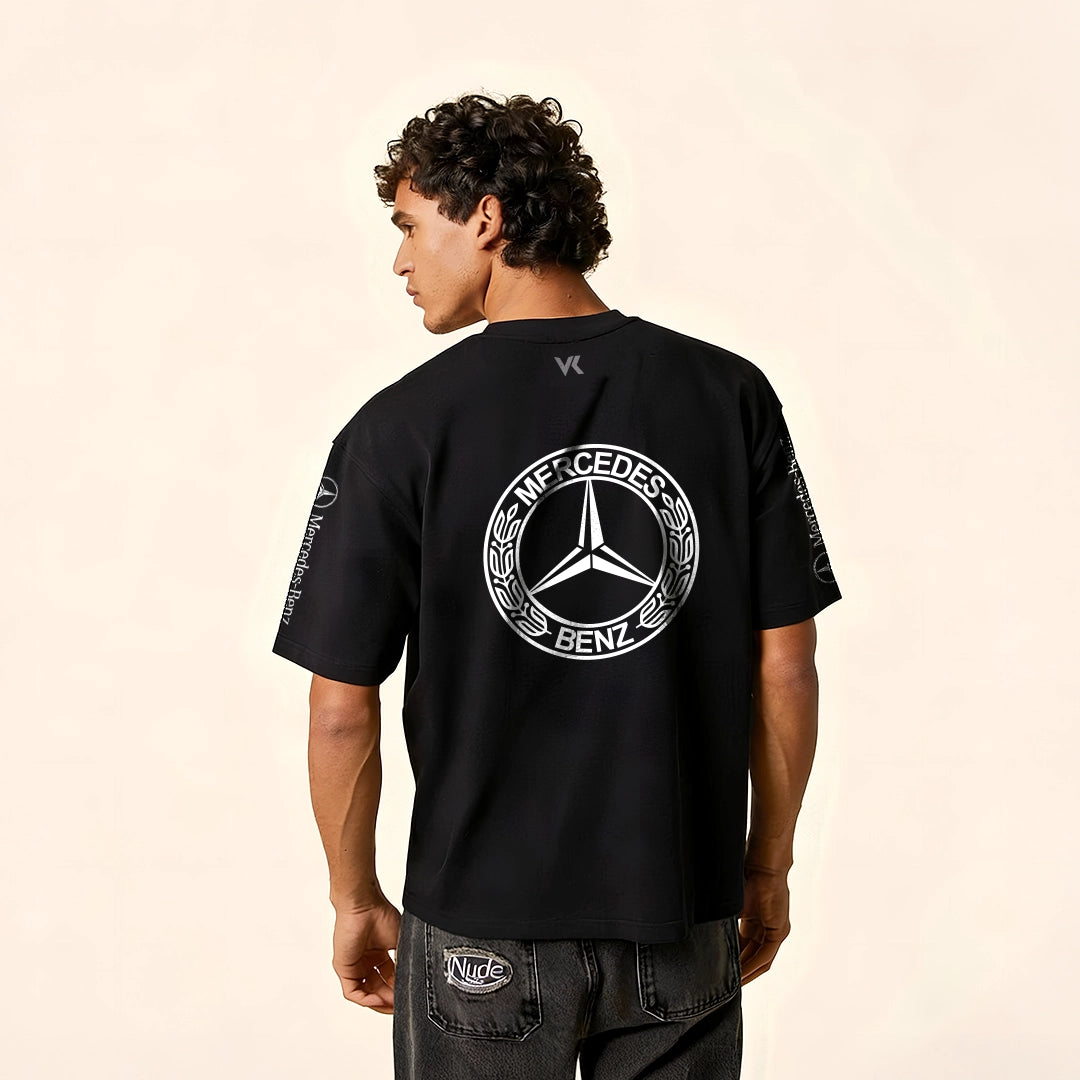 Vlack Oversize Mercedes AMG black t-shirt featuring a bold logo print on the back