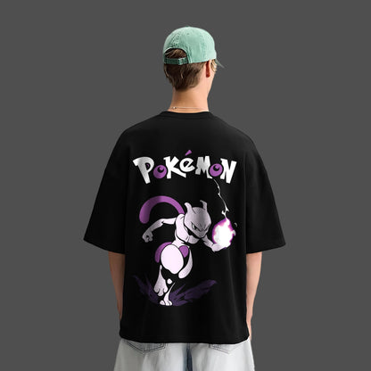 Mewtwo black oversized t-shirt featuring bold Pokémon graphic on the back