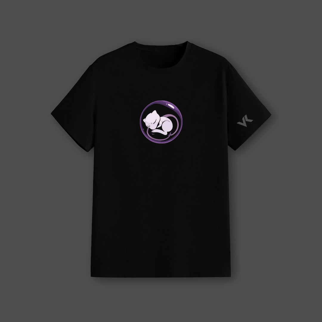 Mewtwo black t-shirt featuring a sleek design with a Mewtwo graphic on the front