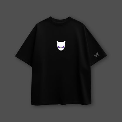 Mewtwo oversized black t-shirt featuring a stylish purple and white graphic design