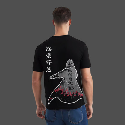 Minato streetwear black t-shirt featuring bold graphic design on the back and stylish fit