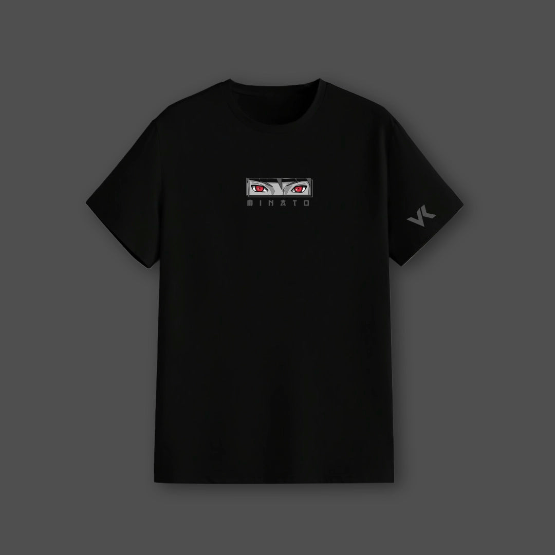Minato streetwear black t-shirt featuring unique graphic design for casual wear