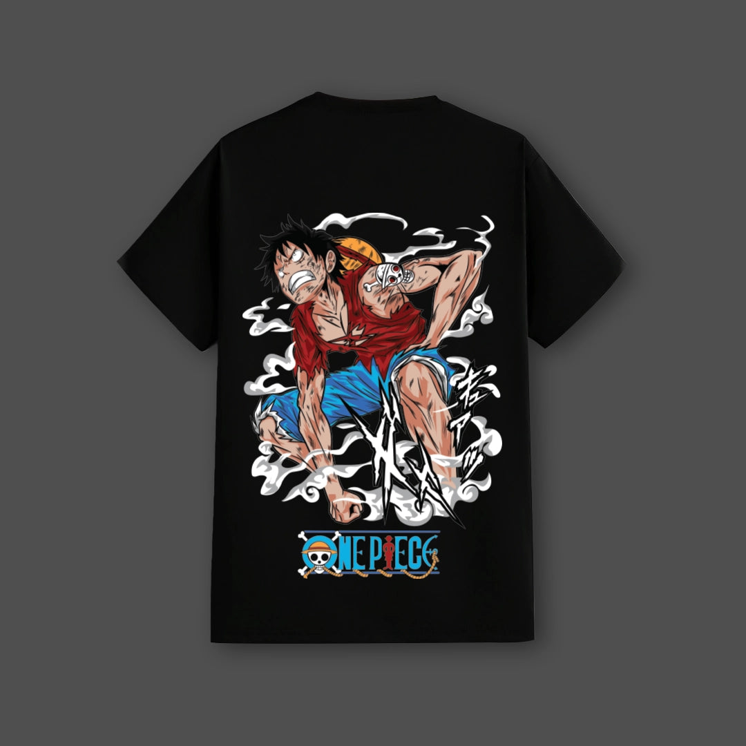 Monkey D. Luffy black t-shirt featuring vibrant artwork and a cool design for anime fans