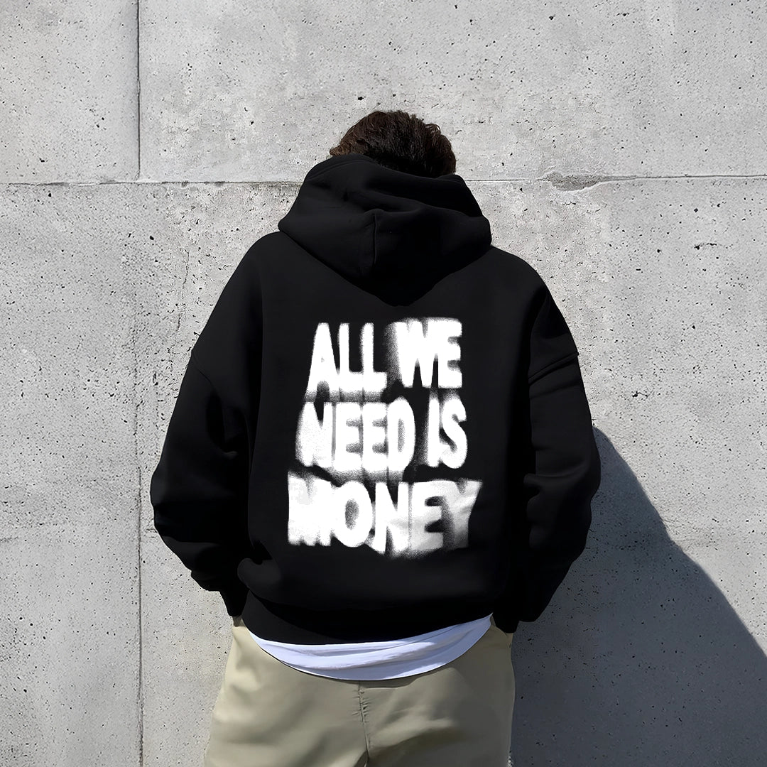 Vlack All We Need Is Money - Black Oversized Hoodie