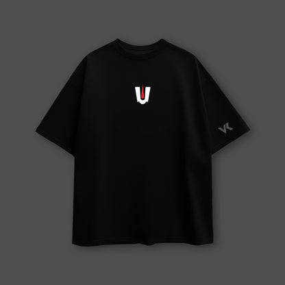 Om Namo Narayana oversized black t-shirt by Vlack with bold logo design on front