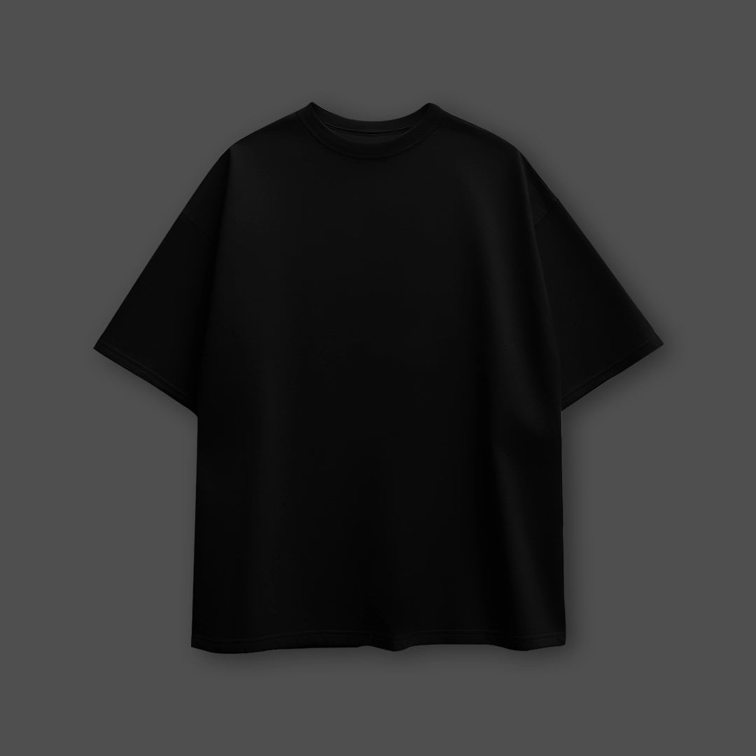 Vlack Black oversized black t-shirt for customization plain crew neck short sleeve cotton tee front view