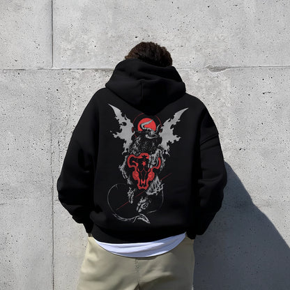 Vlack oversized black hoodie featuring a striking graphic design on the back