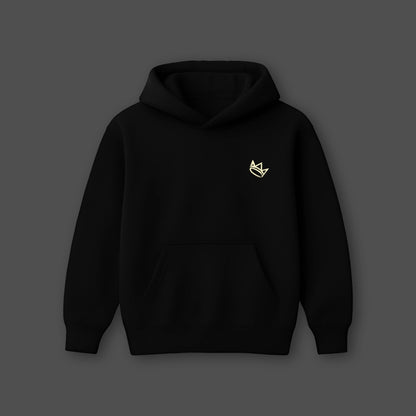 Vlack oversized black hoodie featuring a stylish logo on the chest for a trendy look