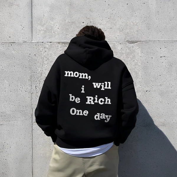 Vlack Mom I Will Be Rich - Oversized Black Hoodie