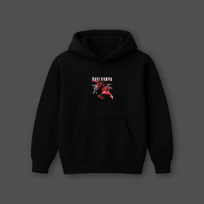 Oversized black hoodie streetwear featuring graphic design for stylish casual wear
