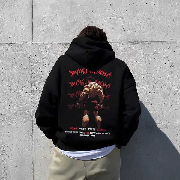 Vlack Push Past Your Limits - Oversized Black Hoodie