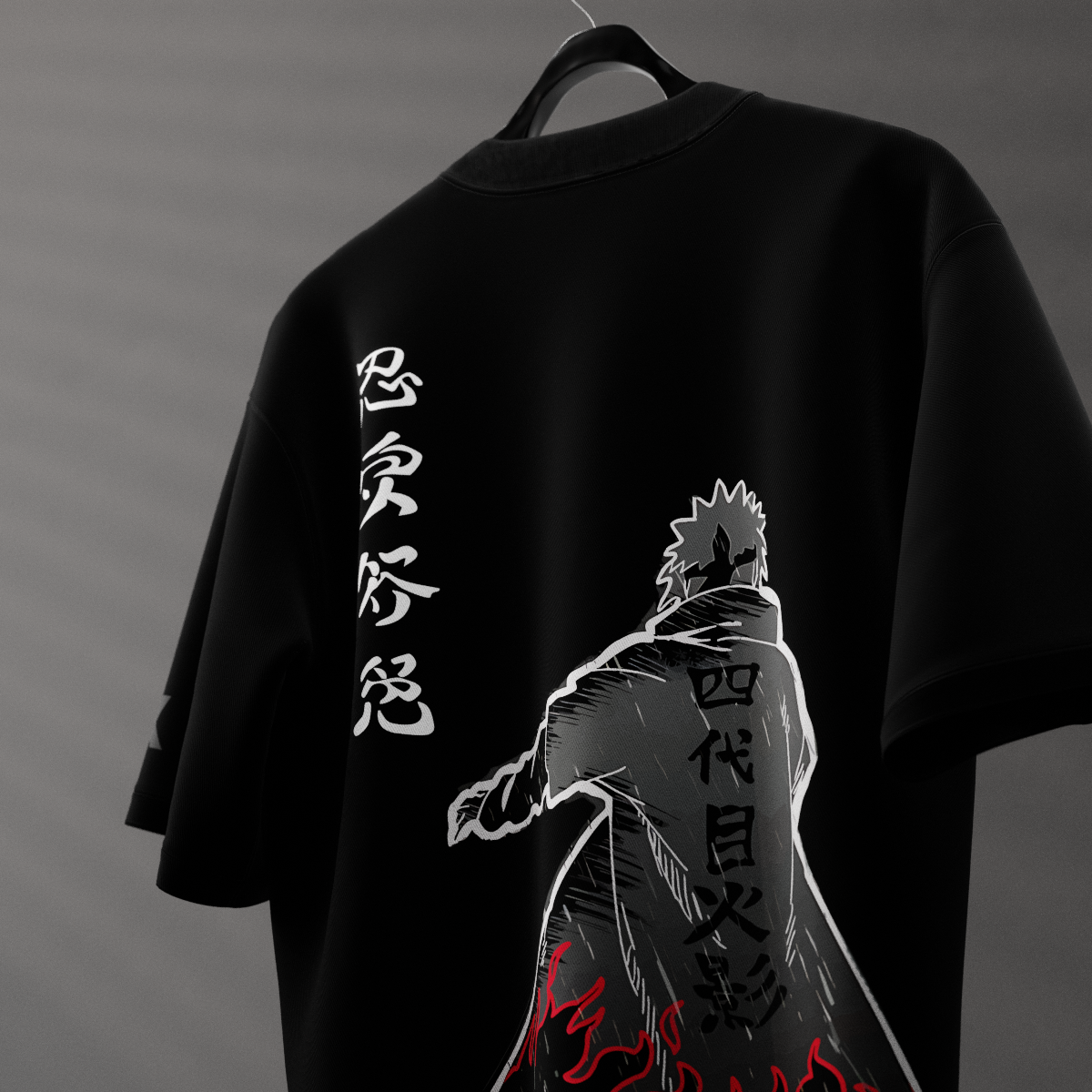 Oversized black t-shirt featuring a striking graphic design and relaxed fit for comfort