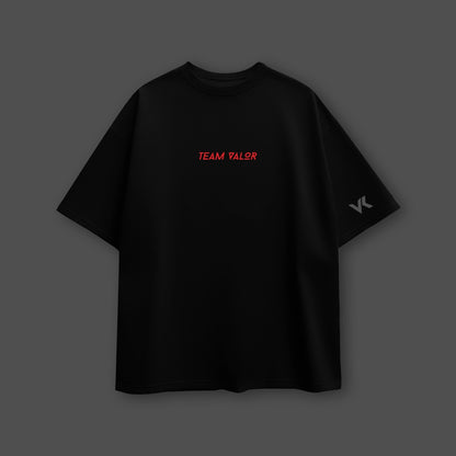 Moltres oversized black t-shirt featuring Team Valor logo in red for stylish comfort