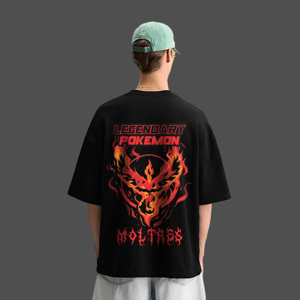 Moltres Oversized Fit Black T-Shirt