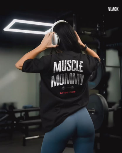 Vlack Muscle Mommy Black Oversized Fit Tshirt