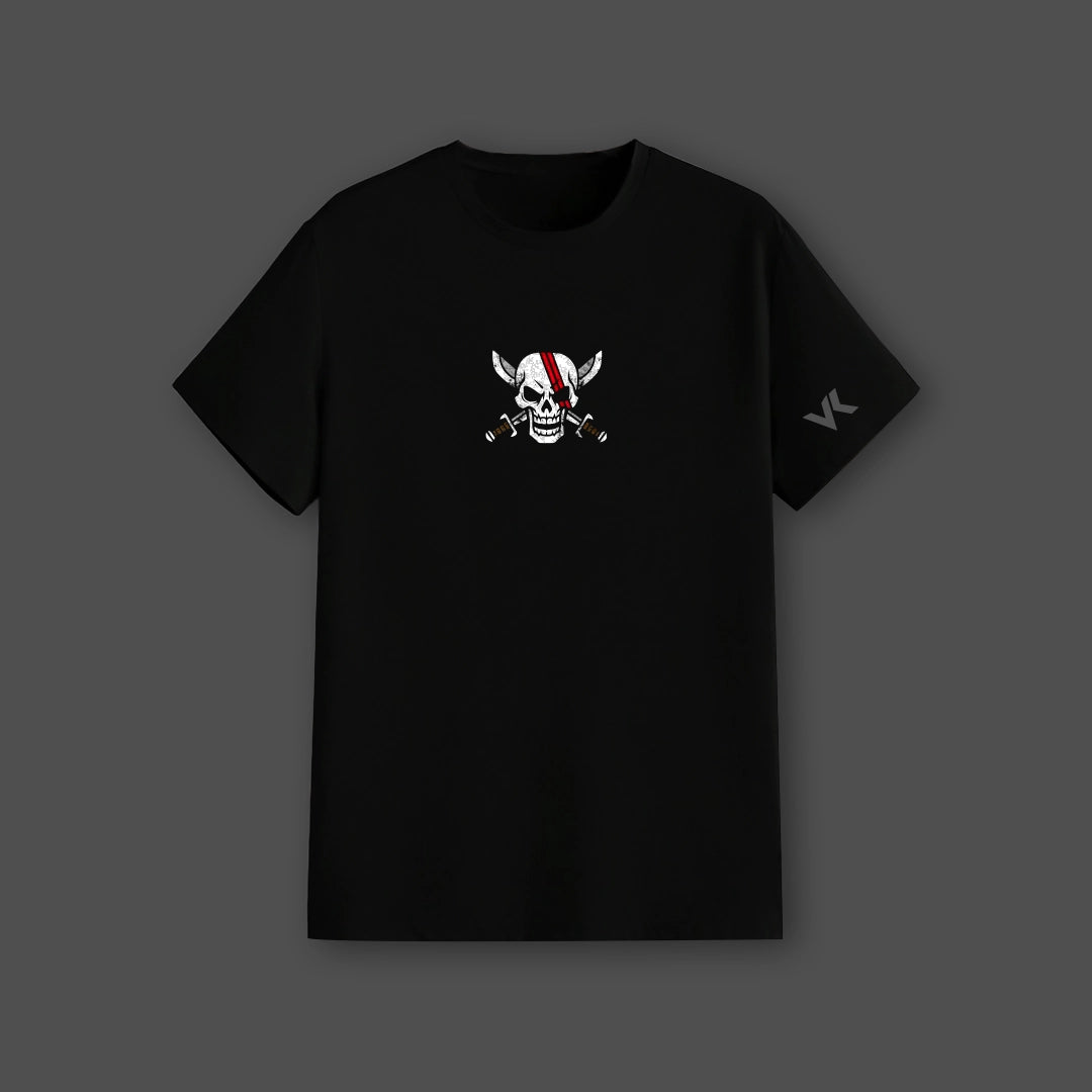 Regular fit black t-shirt featuring a Red Haired Shanks graphic on the front