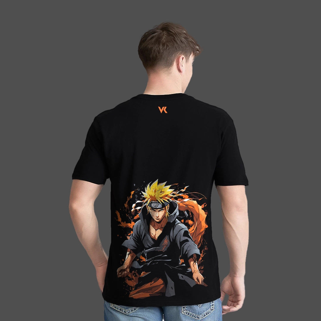 Sage Mode Naruto black t-shirt featuring an animated Naruto design on the back for fans