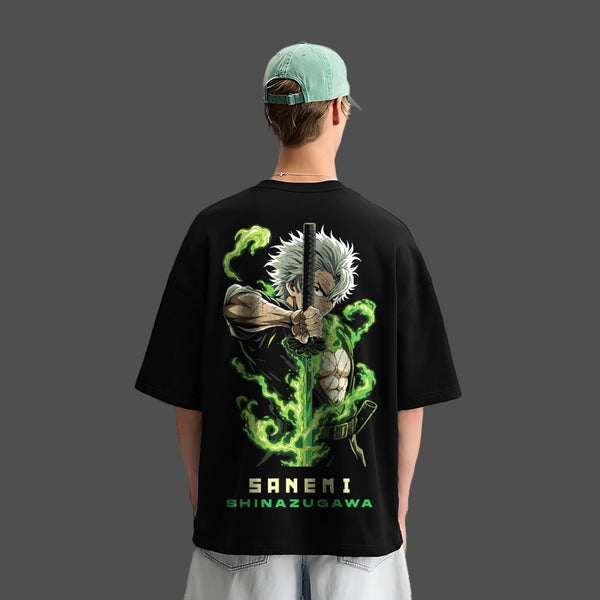 Sanemi Shinazugawa Oversized Fit Black T-Shirt
