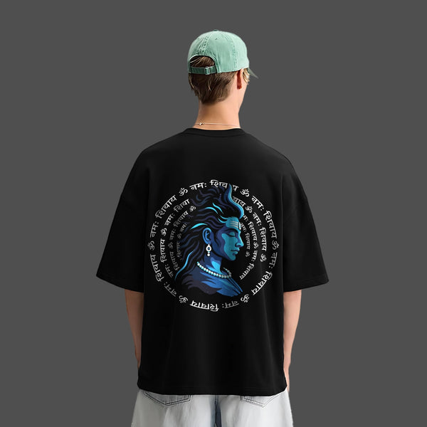 Shiv Ji Abstract Oversized Fit Black T-Shirt