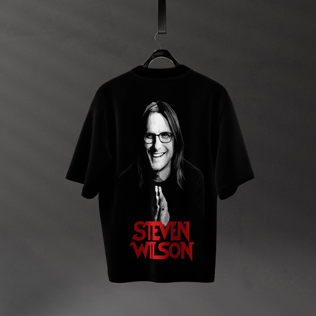 Vlack oversize Steven Wilson black t-shirt featuring a graphic of Steven Wilson on the back