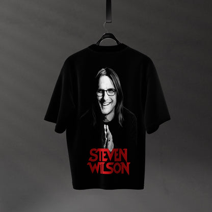 Vlack oversize Steven Wilson black t-shirt featuring a graphic of Steven Wilson on the back