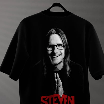 Oversize Steven Wilson black t-shirt featuring a graphic of Steven Wilson on the back